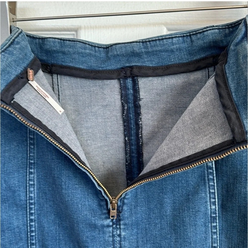 Free People Modern Femme Dark Wash Denim Mini Skirt Sz 8 - Picture 11 of 11